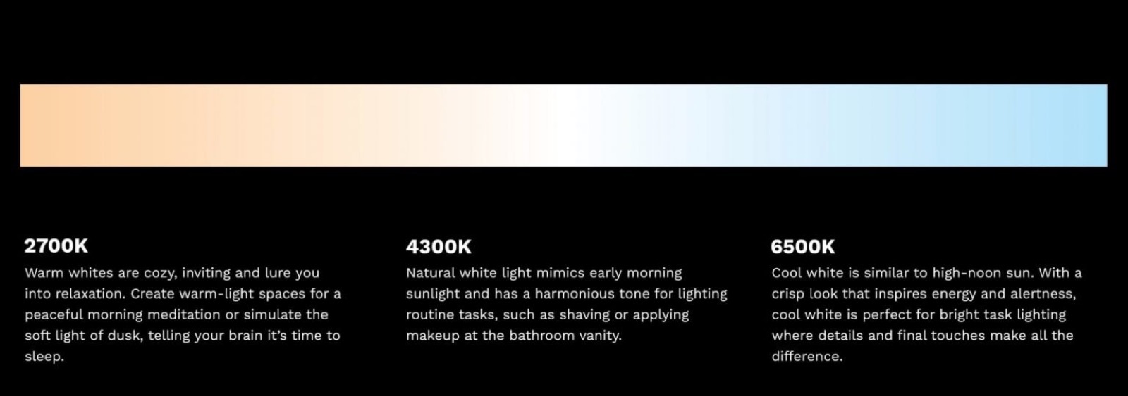 Séura white light color temperature range